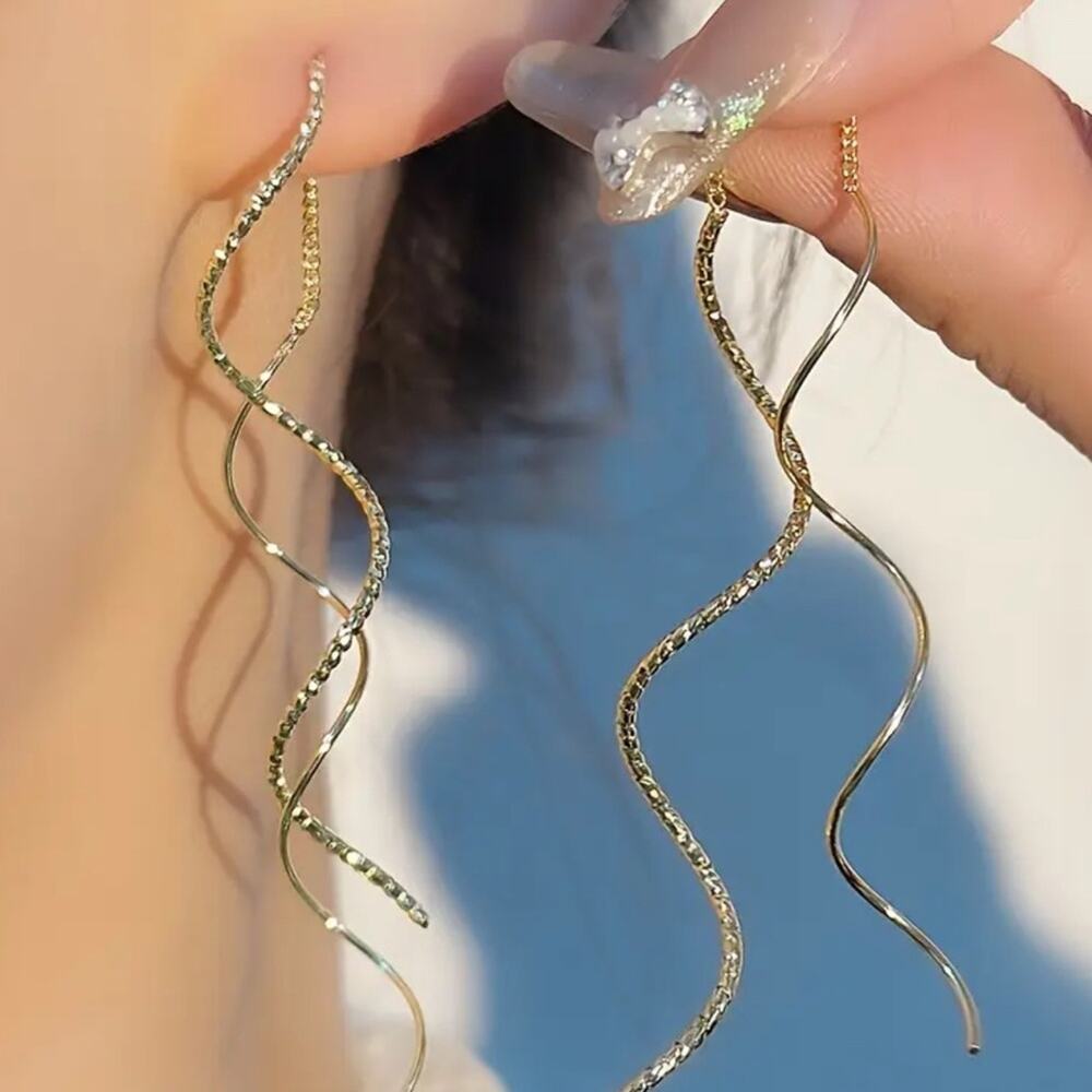 Gold Textured Twist Earrings